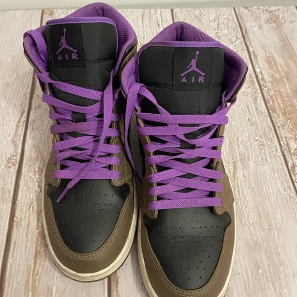 Nike Air Jordan Men's High-Top Sneakers - Purple, Black and Brown US 9.5 43 EURO - Picture 2 of 5